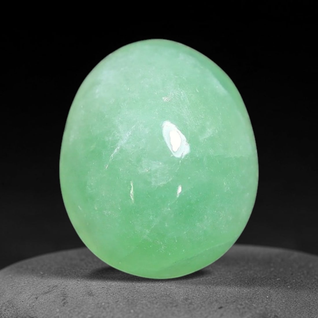 2.57ct Natural Burmese Type A Apple Green Jadeite Jade Cabochon Loose Gemstone, 77BQ: This single loose natural Burmese Type A apple green jadeite jade cabochon, completely untreated, free of artificial dye, bleaching, or resin filling, preserving the original natural mineral crystal s