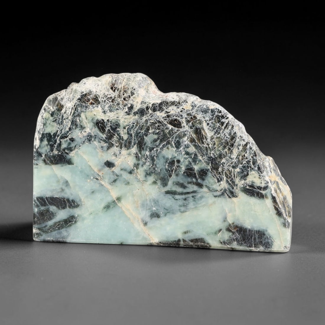 377g Natural Burmese Type A Jadeite Jade Polished Rough Block, 22EZ: This natural Burmese Type A jadeite jade rough block with partial polished surfaces revealing internal mineral characteristics. Dimensions measure 11x7cm, sourced from Myanmar, this specimen is ideal 