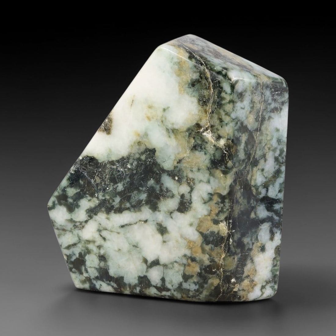 405g Natural Burmese Type A Jadeite Jade Polished Rough Block, 27EZ: This natural Burmese Type A jadeite jade rough block with partial polished surfaces revealing internal mineral characteristics. Dimensions measure 10x8.5cm, sourced from Myanmar, this specimen is idea
