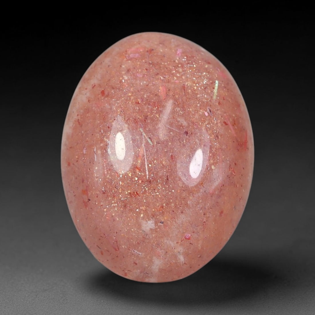 14.28 Carats Natural Ceylon Warm Peach Moonstone Loose Gemstone, 80FE: This natural Ceylon moonstone has dimension measurements of 19.5x14.8x7.2mm, showcasing a smooth warm peach base tone paired with subtle soft adularescent sheen that glides gently across the polished 