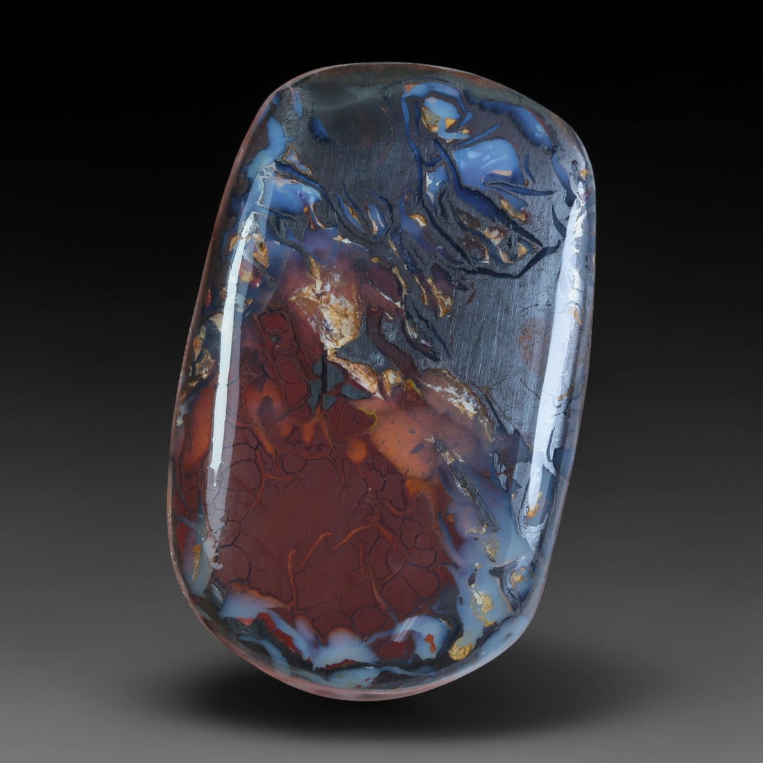 58.98ct Natural Australian Queensland Boulder Opal Sliced Slab Cutting Rough, 73AX: Natural sliced slab rough of Queensland boulder opal cutting grade, featuring rich color ironstone matrix with patterns. The face clearly reveals extensive opal veining and pocket formations running t