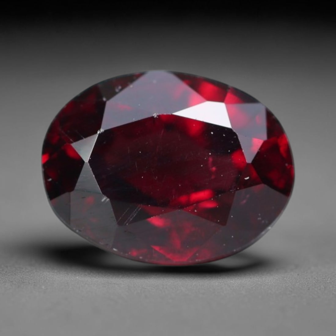 2.66ct Natural Mozambican Deep Crimson Red Faceted Almandine Garnet Loose Gemstone, 71BD: This meticulously faceted garnet features a dense, rich red crystalline body dotted with subtle micro mineral inclusions scattered evenly throughout its transparent interior, precision-cut reflective 