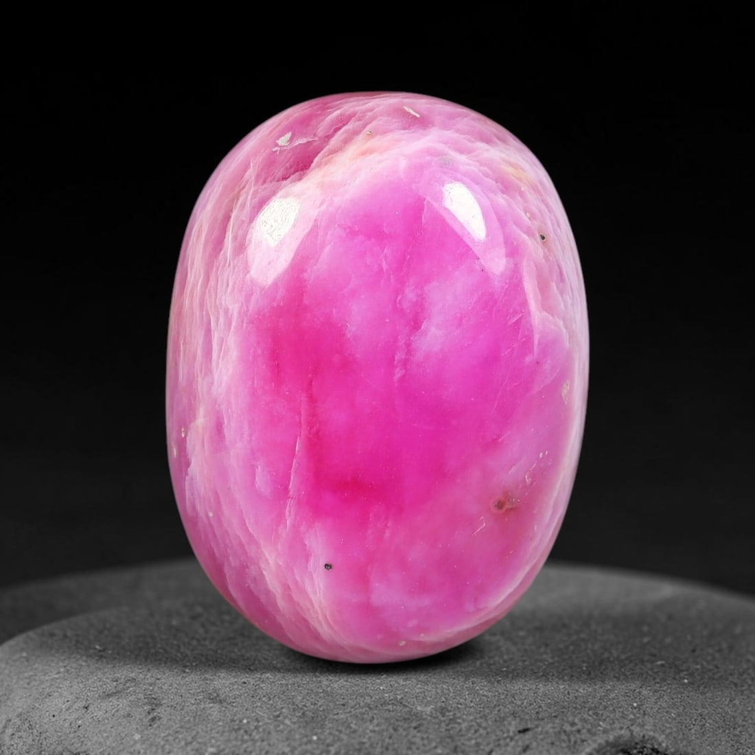 14.64 Carats Natural Mozambique Vivid Pink Red Ruby Loose Gemstone, 79FG: This polished Mozambique ruby cabochon measures 17.7x13.1x5.2mm, featuring striking natural swirling white mineral banding layered across a rich saturated pink red base that creates a unique organic a