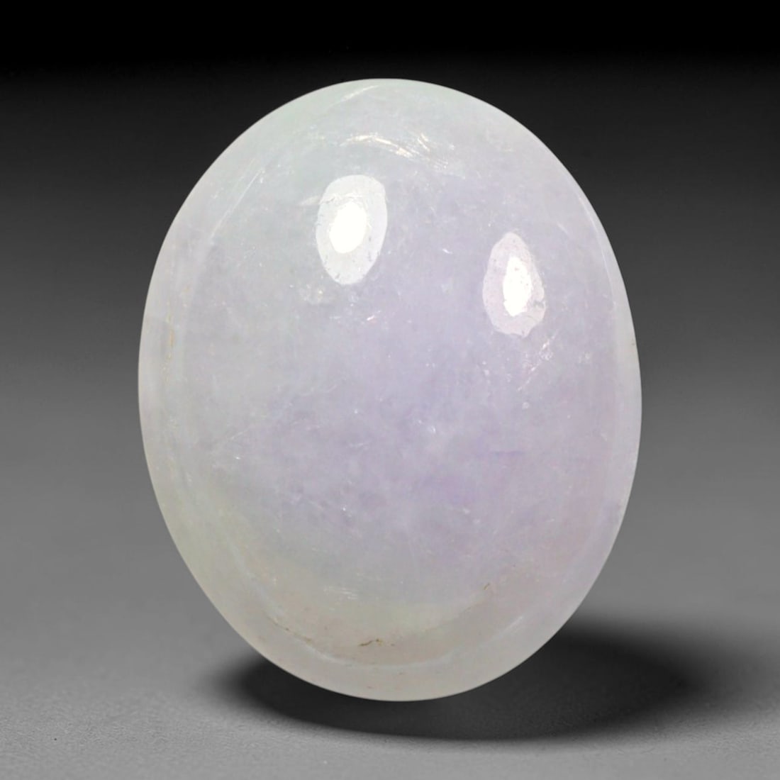 6.15ct Natural Burmese Type A Lavender Jadeite Jade Cabochon, 95BP: This single loose natural Burmese Type A jadeite jade cabochon with exact dimensions of 13.9x11.1x4.9mm. It is completely untreated, free of artificial dye, bleaching, or resin filling, preserving the