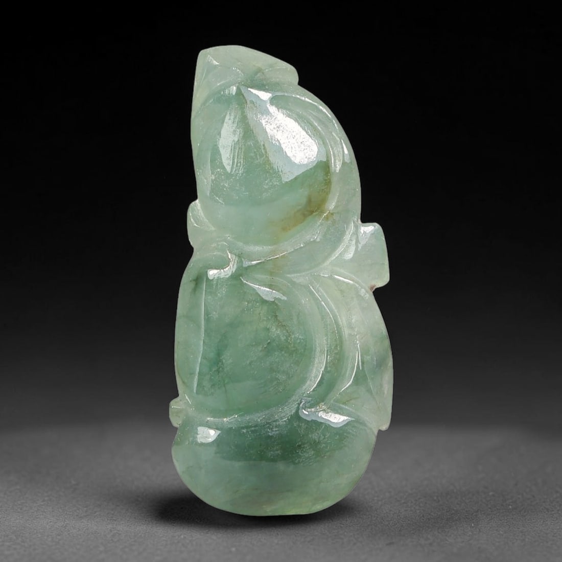 Natural Burmese Type A Jadeite Jade Hand Carved Pendant, 54BS: Artisan hand-carved untreated Burmese Type A jadeite jade pendant measuring 28x13 mm. Carefully sculpted with detailed relief craftsmanship and finished with a smooth glossy polish. Authentic Type A j