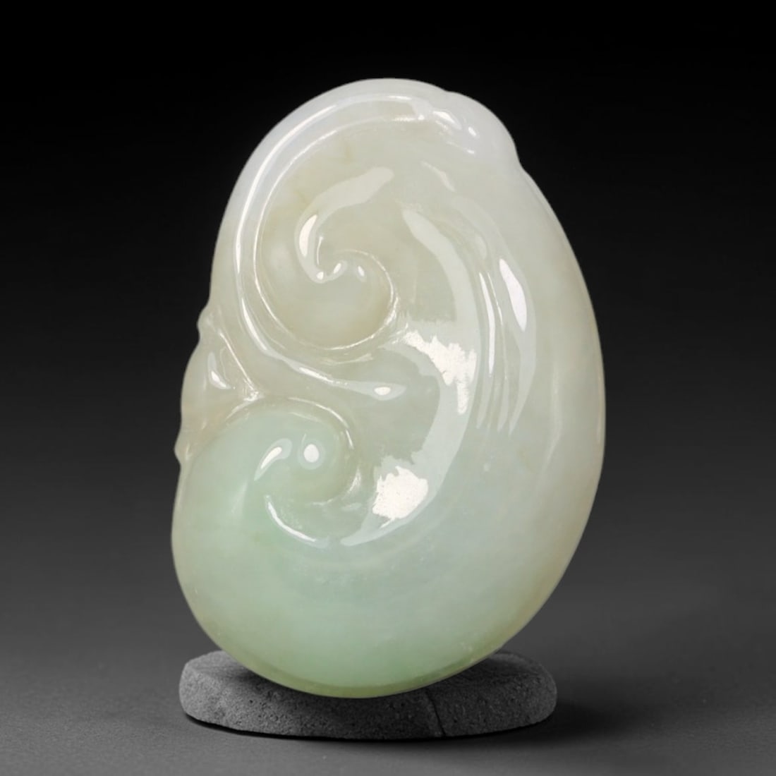 Natural Burmese Type A Jadeite Jade Hand Carved Pendant, 7BQ: Artisan hand-carved untreated Burmese Type A jadeite jade pendant measuring 23x16 mm. Carefully sculpted with detailed relief craftsmanship and finished with a smooth glossy polish. Authentic Type A j