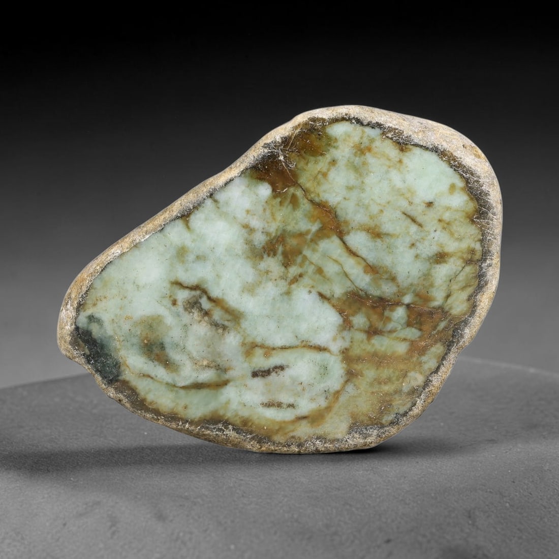 404g Natural Burmese Type A Jadeite Jade Polished Rough Block, 3EZ: This natural Burmese Type A jadeite jade rough block with partial polished surfaces revealing internal mineral characteristics. Dimensions measure 10x7cm, sourced from Myanmar, this specimen is ideal 
