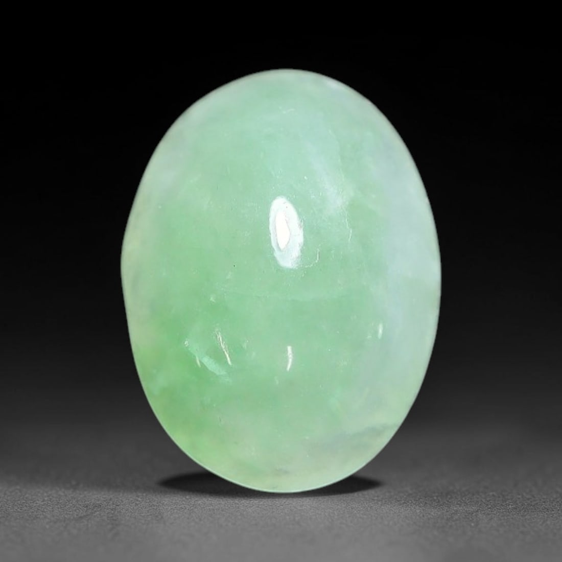 1.97ct Natural Burmese Type A Apple Green Jadeite Jade Cabochon Loose Gemstone, 15BV: This single loose natural Burmese Type A apple green jadeite jade cabochon, completely untreated, free of artificial dye, bleaching, or resin filling, preserving the original natural mineral crystal s