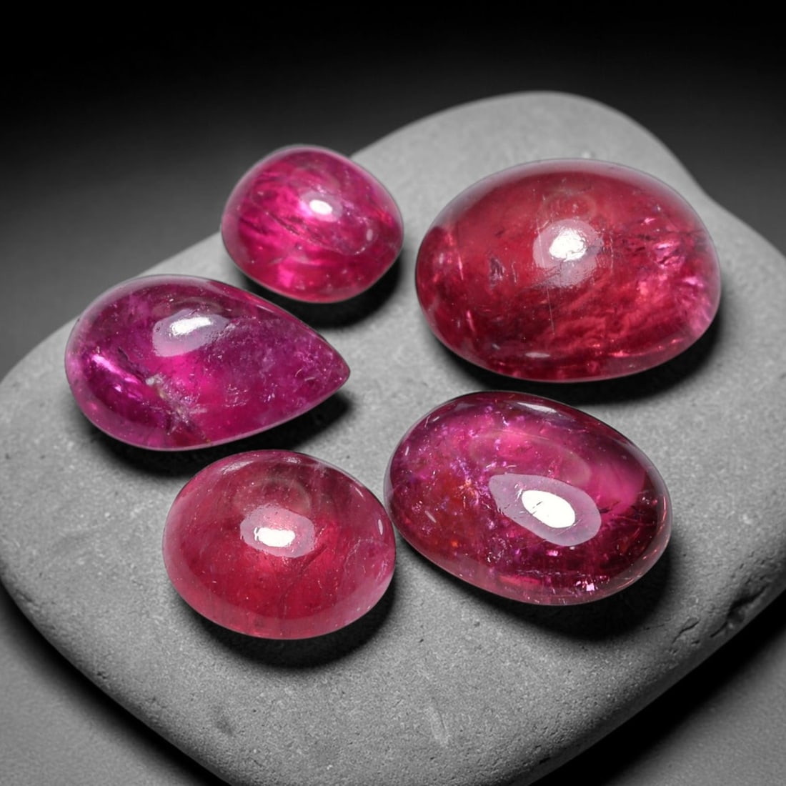 10.72ct Natural Mozambican Rubellite Tourmaline Cabochon Loose Gemstone Parcel Lot, 51EV (1 of 1)