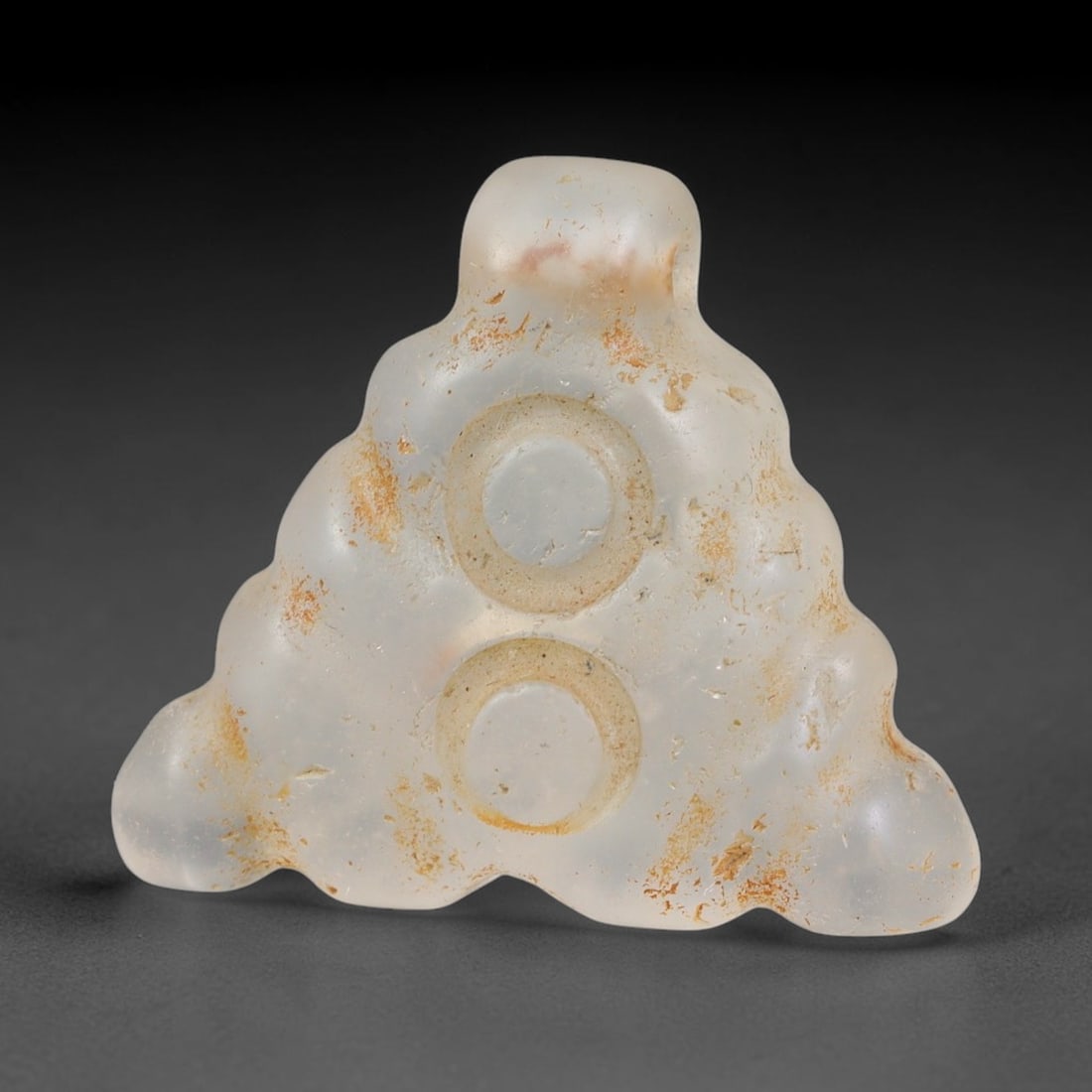 Ancient Medieval Coptic Christian Egyptian Culture Rock Crystal Amulet (300-1000 CE), 28EG: This antique rock crystal amulet originates from Coptic Christian Egyptian Culture, a region with a long-standing tradition of crafting translucent hardstone talismans for devotional and funerary use.