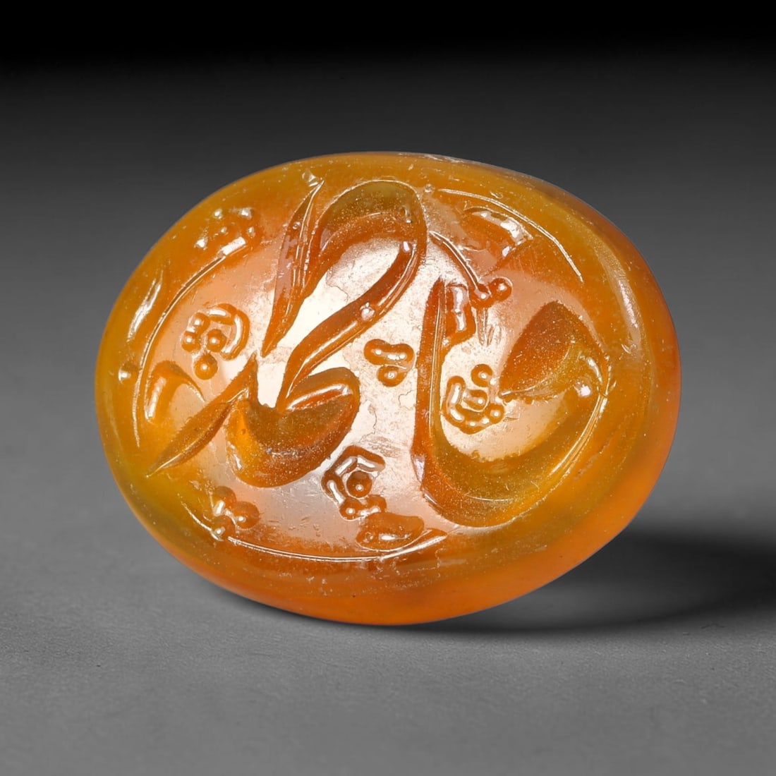 Early Vintage Islamic Natural Agate Script Intaglio Seal Cabochon (Post 1900 CE), 87EP: Fully hand-engraved agate intaglio seal tablet, crafted entirely by hand with no machine-assisted carving. The polished stone face features inscribed devotional script contained within a defined carvi