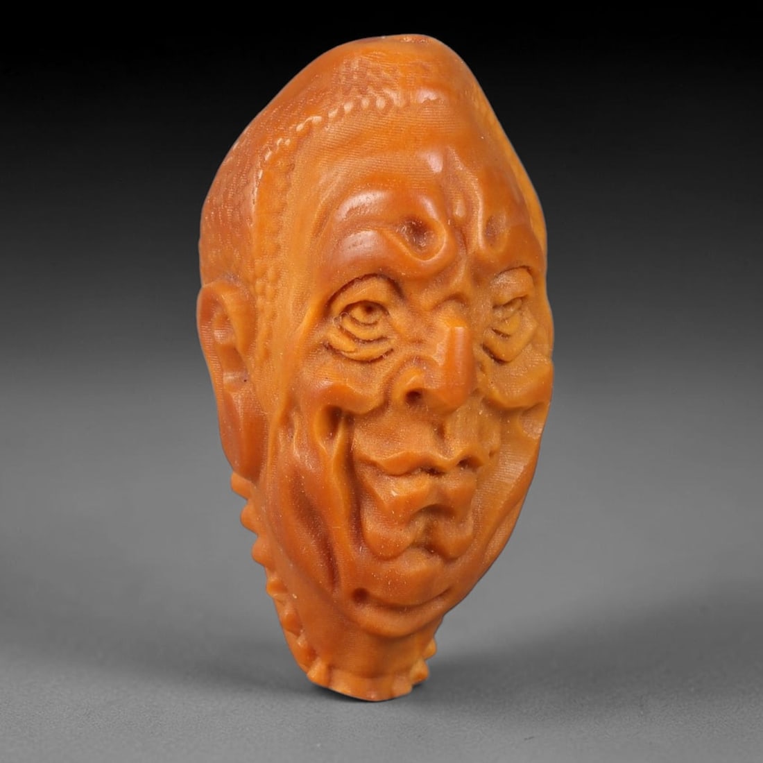 A Chinese Carved Natural Olive Nut Drilled Art Bead, 13BZ: Traditional craft bead carved from solid natural olive nut core, representing a classic miniature Chinese micro-carving folk art piece with a pre-drilled suspension bore integrated for easy threading 