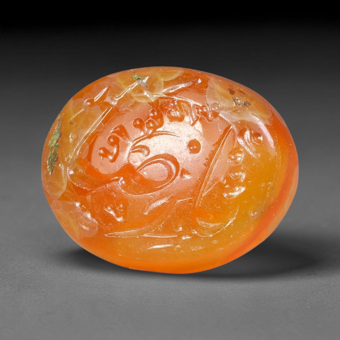 Early Vintage Islamic Natural Agate Script Intaglio Seal Cabochon (Post 1900 CE), 77EP: Fully hand-engraved agate intaglio seal tablet, crafted entirely by hand with no machine-assisted carving. The polished stone face features inscribed devotional script contained within a defined carvi