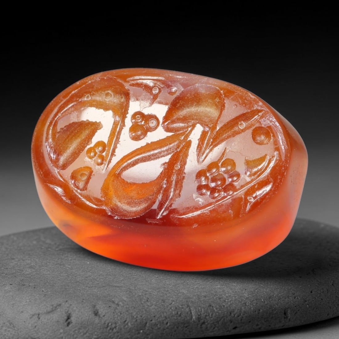 Early Vintage Islamic Natural Agate Calligraphic Script Intaglio Seal Cabochon (Post 1900 CE), 82EK: Fully hand-engraved agate intaglio seal tablet, crafted entirely by hand with no machine-assisted carving. The polished stone face features inscribed devotional script contained within a defined carvi