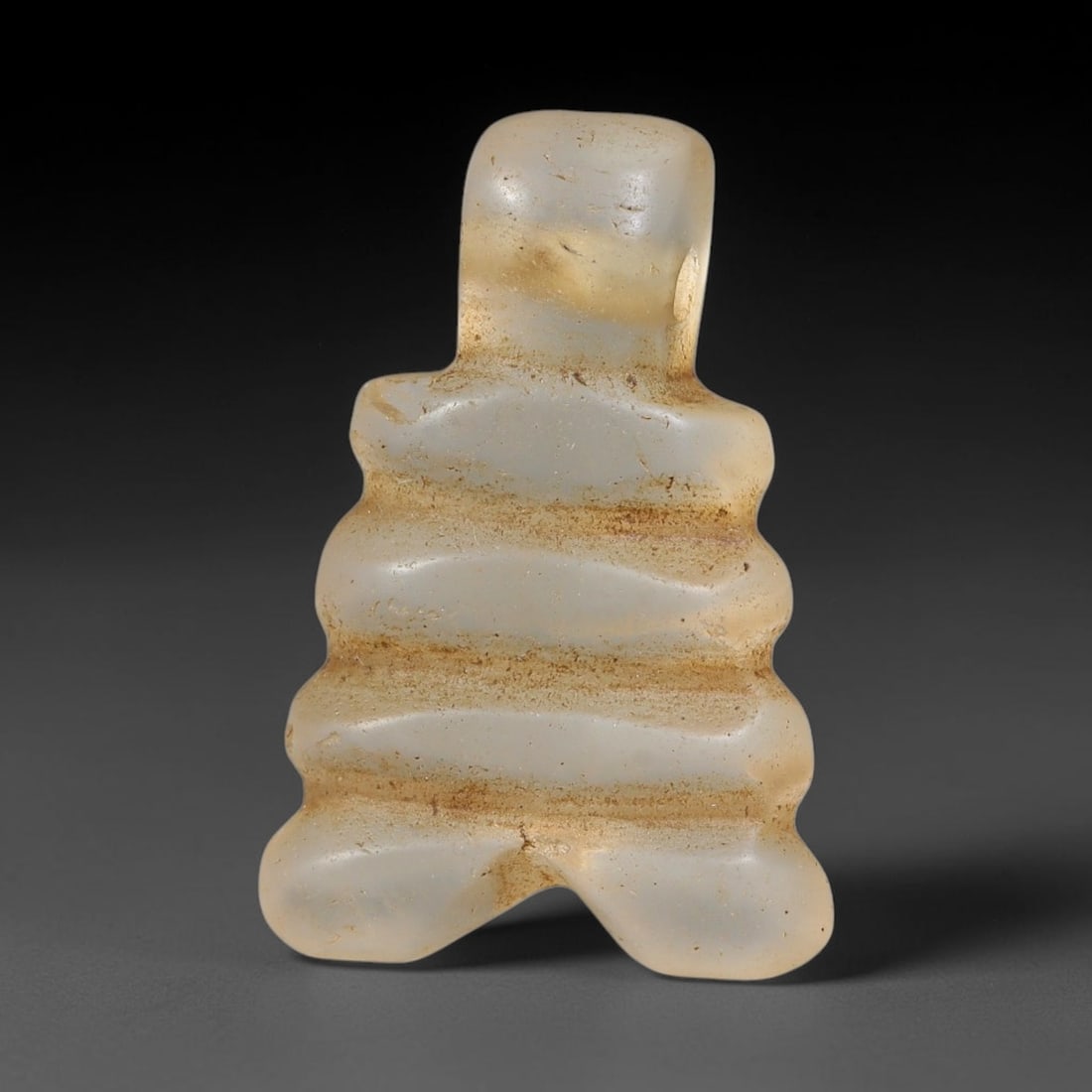 Ancient Medieval Coptic Christian Egyptian Culture Rock Crystal Amulet (300-1000 CE), 47EG: This antique rock crystal amulet originates from Coptic Christian Egyptian Culture, a region with a long-standing tradition of crafting translucent hardstone talismans for devotional and funerary use.