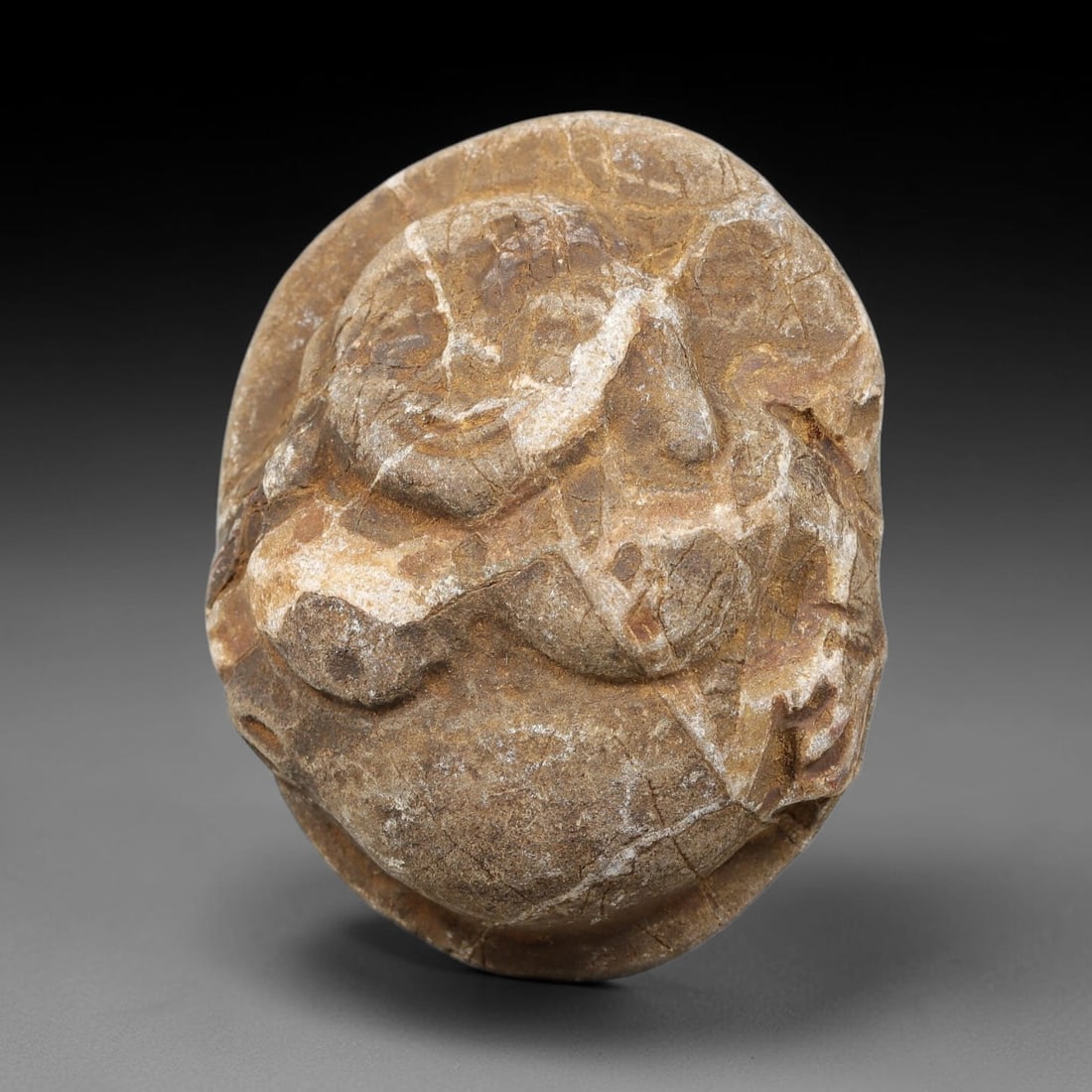 Antique Japanese Edo Period Stone Amulet (1603-1868 CE), 49EJ: This antique stone amulet originates from Japanese Edo Period cultural tradition, created as a devotional wearable object for personal spiritual purpose. The stone shows natural textural variation, ag