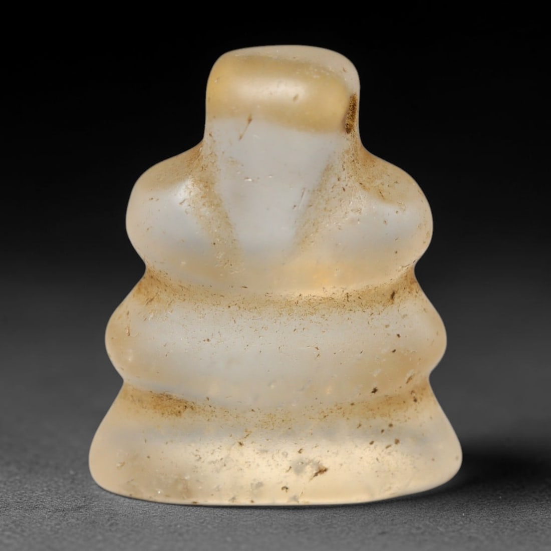 Ancient Medieval Coptic Christian Egyptian Culture Rock Crystal Amulet (300-1000 CE), 88FY: This antique rock crystal amulet originates from Coptic Christian Egyptian Culture, a region with a long-standing tradition of crafting translucent hardstone talismans for devotional and funerary use.