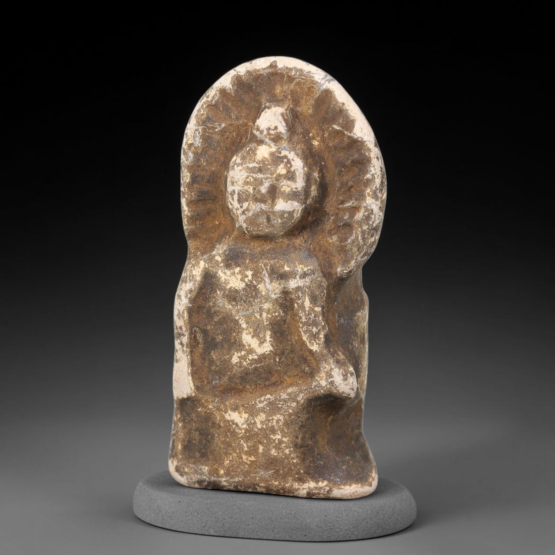 Antique Japanese Edo Period Stone Amulet (1603-1868 CE), 9EK: This antique stone amulet originates from Japanese Edo Period cultural tradition, created as a devotional wearable object for personal spiritual purpose. The stone shows natural textural variation, ag