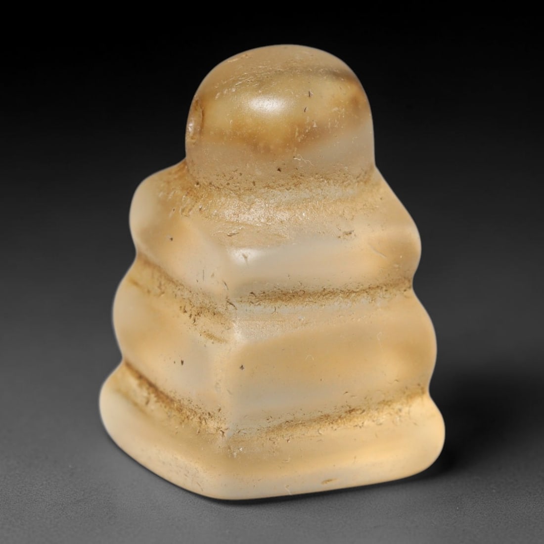 Ancient Medieval Coptic Christian Egyptian Culture Rock Crystal Amulet (300-1000 CE), 28FY: This antique rock crystal amulet originates from Coptic Christian Egyptian Culture, a region with a long-standing tradition of crafting translucent hardstone talismans for devotional and funerary use.