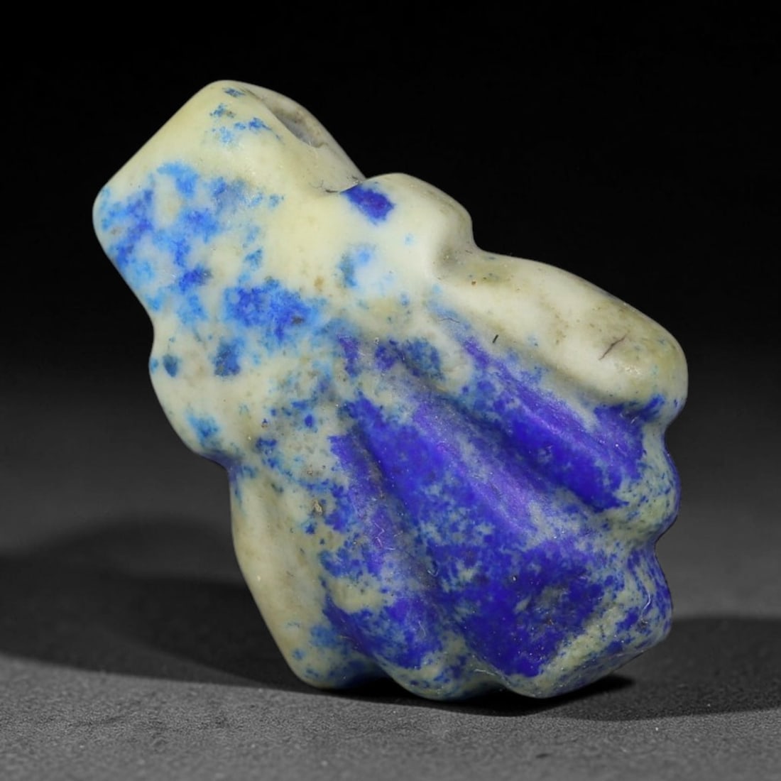 Ancient Medieval Coptic Egyptian Lapis Lazuli Amulet (400-800 CE), 69EG: This antique lapis lazuli amulet originates from Ancient Medieval Coptic Egyptian cultural tradition, created to function as a wearable protective talisman for personal spiritual safeguard. The deepbl