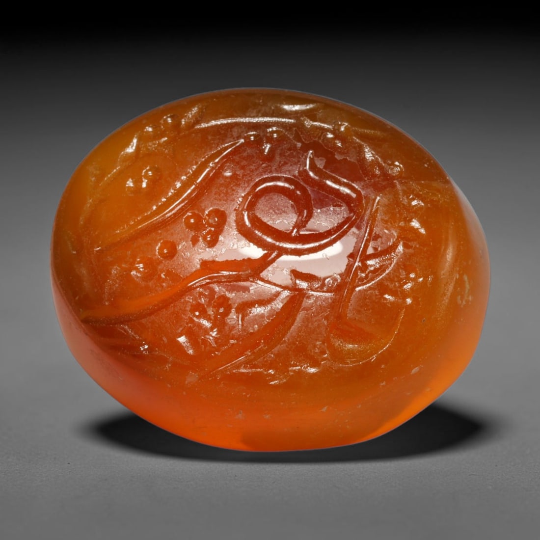 Early Vintage Islamic Natural Agate Calligraphic Script Intaglio Seal Cabochon (Post 1900 CE), 46EL: Fully hand-engraved agate intaglio seal tablet, crafted entirely by hand with no machine-assisted carving. The polished stone face features inscribed devotional script contained within a defined carvi