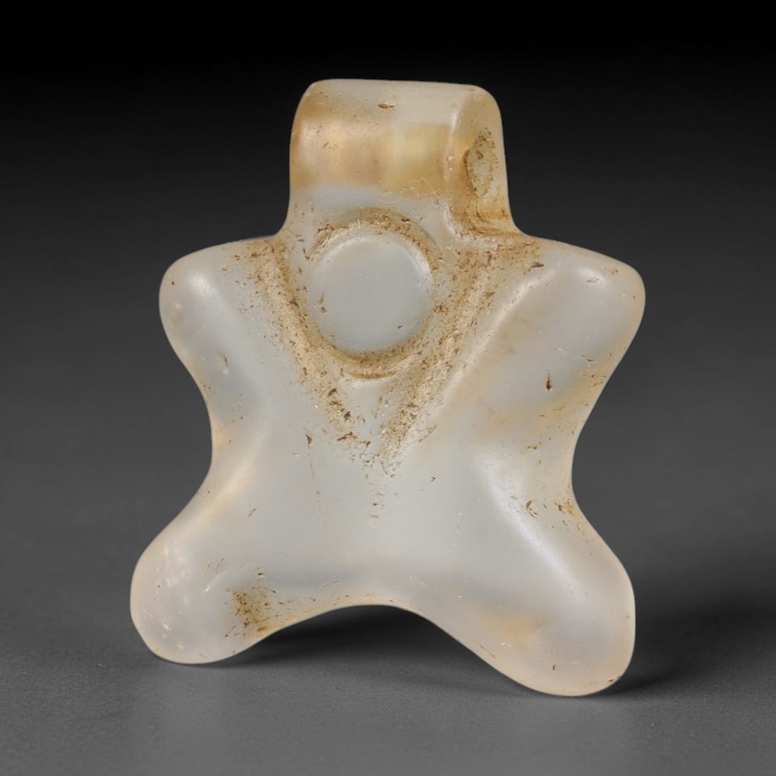 Ancient Medieval Coptic Christian Egyptian Culture Rock Crystal Amulet (300-1000 CE), 42EG: This antique rock crystal amulet originates from Coptic Christian Egyptian Culture, a region with a long-standing tradition of crafting translucent hardstone talismans for devotional and funerary use.