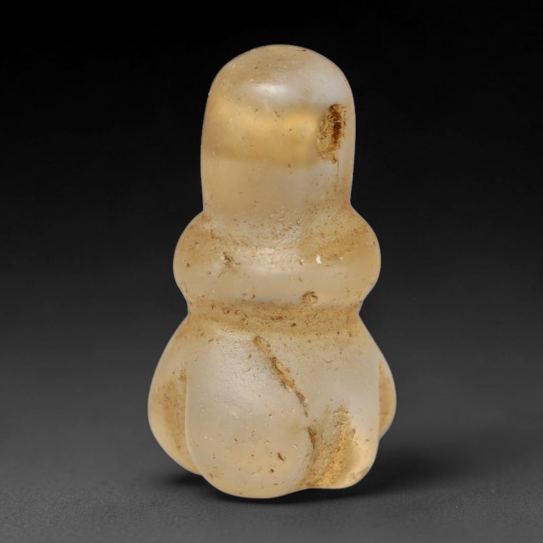 Ancient Medieval Coptic Christian Egyptian Culture Rock Crystal Amulet (300-1000 CE), 93FY: This antique rock crystal amulet originates from Coptic Christian Egyptian Culture, a region with a long-standing tradition of crafting translucent hardstone talismans for devotional and funerary use.