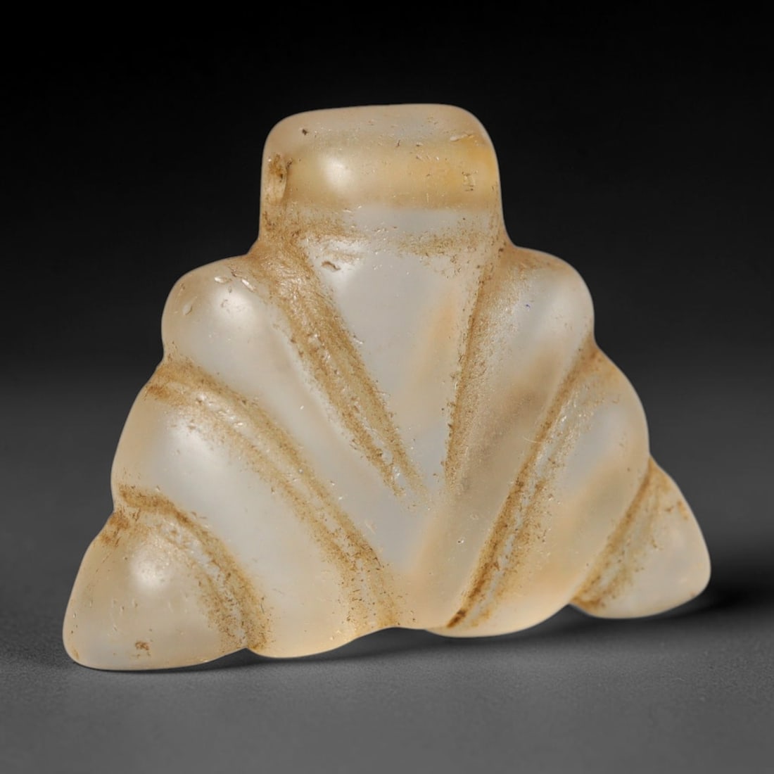 Ancient Medieval Coptic Christian Egyptian Culture Rock Crystal Amulet (300-1000 CE), 81FY: This antique rock crystal amulet originates from Coptic Christian Egyptian Culture, a region with a long-standing tradition of crafting translucent hardstone talismans for devotional and funerary use.