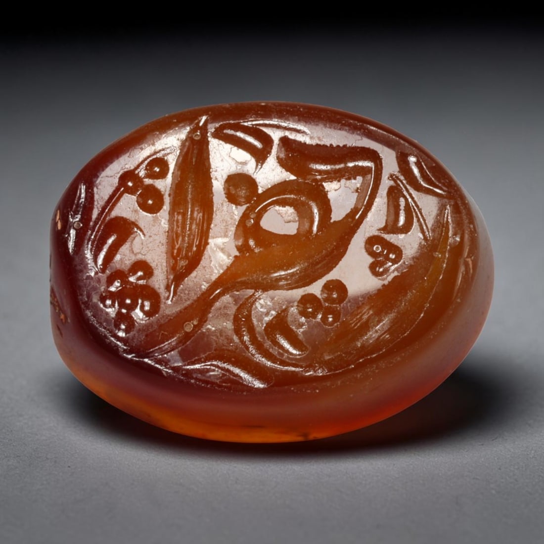 Early Vintage Islamic Natural Agate Calligraphic Script Intaglio Seal Cabochon (Post 1900 CE), 31EL: Fully hand-engraved agate intaglio seal tablet, crafted entirely by hand with no machine-assisted carving. The polished stone face features inscribed devotional script contained within a defined carvi