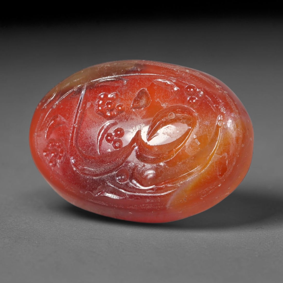 Early Vintage Islamic Natural Agate Calligraphic Script Intaglio Seal Cabochon (Post 1900 CE), 16ES: Fully hand-engraved agate intaglio seal tablet, crafted entirely by hand with no machine-assisted carving. The polished stone face features inscribed devotional script contained within a defined carvi