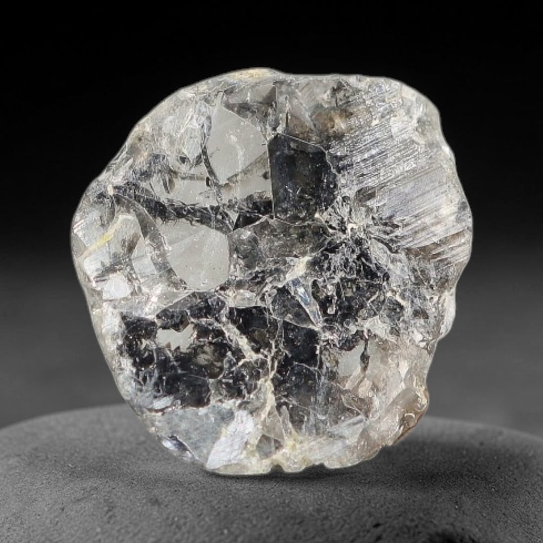 0.31ct Natural Fancy Diamond Slice Hand Rose Cut with Pictorial Inclusions Loose Gemstone, 55BG: This unique natural diamond slice features a delicate hand-executed rose cut surface, showcasing captivating pictorial mineral inclusions trapped within the diamond matrix. Measuring 6.5x5.9x0.6mm, th