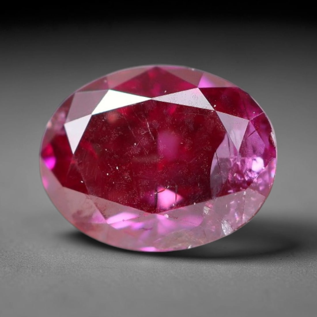0.27ct Natural Fancy Pinkish Purple Diamond Loose Gemstone, 16BH: This polished natural diamond displays rich pinkish-purple body saturation, with subtle fine microscopic mineral specks distributed within its crystal interior, measured at calibrated dimensions of 4.