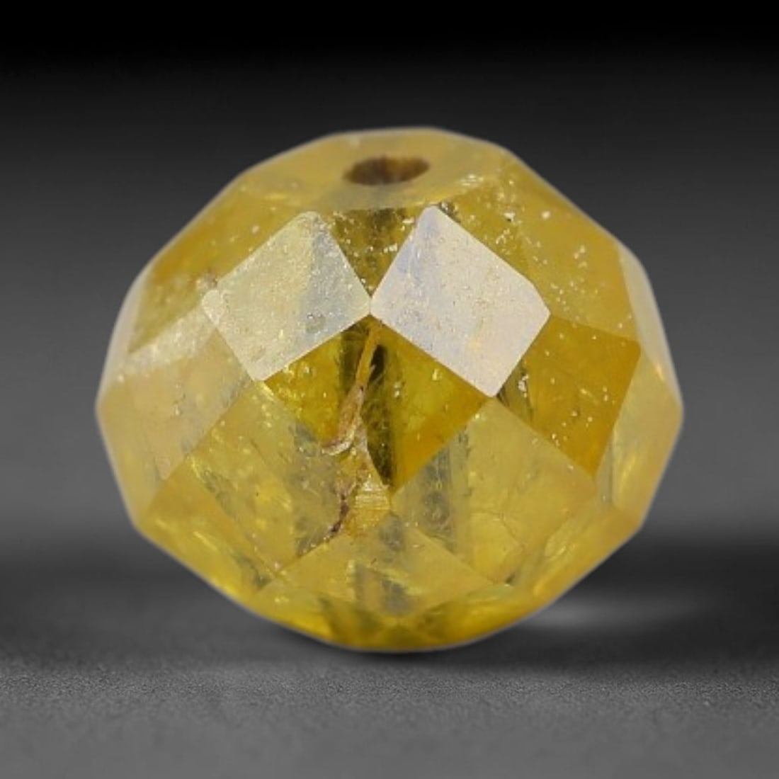 0.38ct Natural Fancy Faceted Diamond Bead Loose Gemstone, 96BE: This fully polished natural fancy diamond bead features warm pale yellowish crystalline body tone with abundant native mineral inclusions captured within its structure, measured at calibrated dimensio