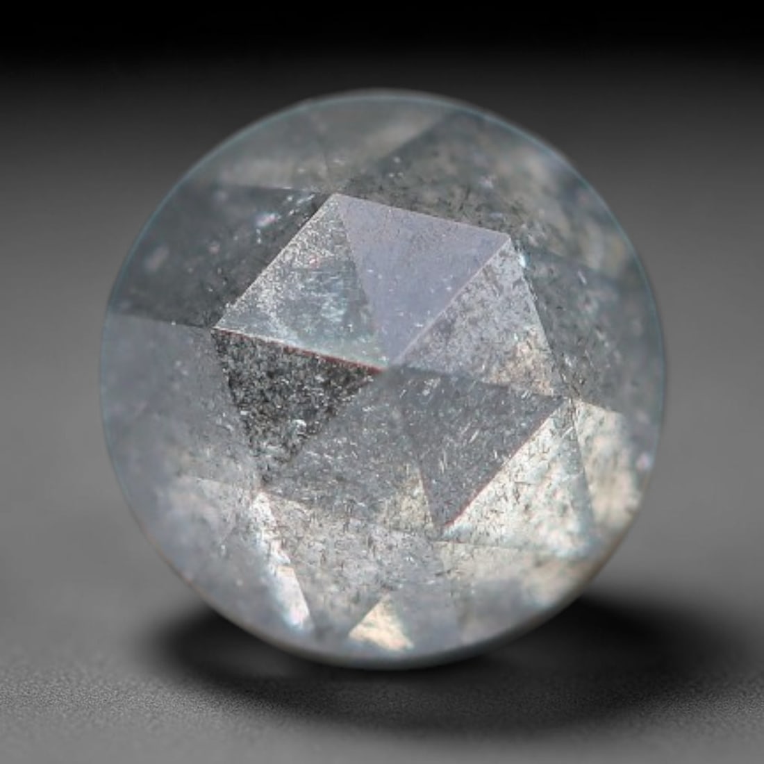 0.30ct Natural Untreated Salt And Pepper Round Rose Cut Diamond Loose Gemstone, 36BH: This polished natural salt and pepper diamond features a translucent pale base naturally scattered with distinctive dark mineral speckles and inclusions throughout its crystal interior, measured at ca