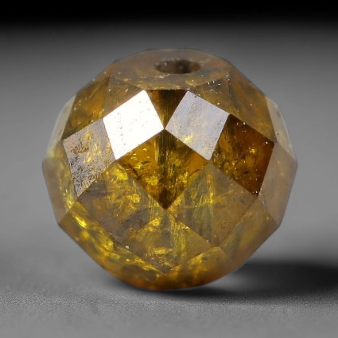 0.44ct Natural Fancy Faceted Diamond Bead Loose Gemstone, 95BE: This fully polished natural fancy diamond bead features warm pale yellowish crystalline body tone with abundant native mineral inclusions captured within its structure, measured at calibrated dimensio