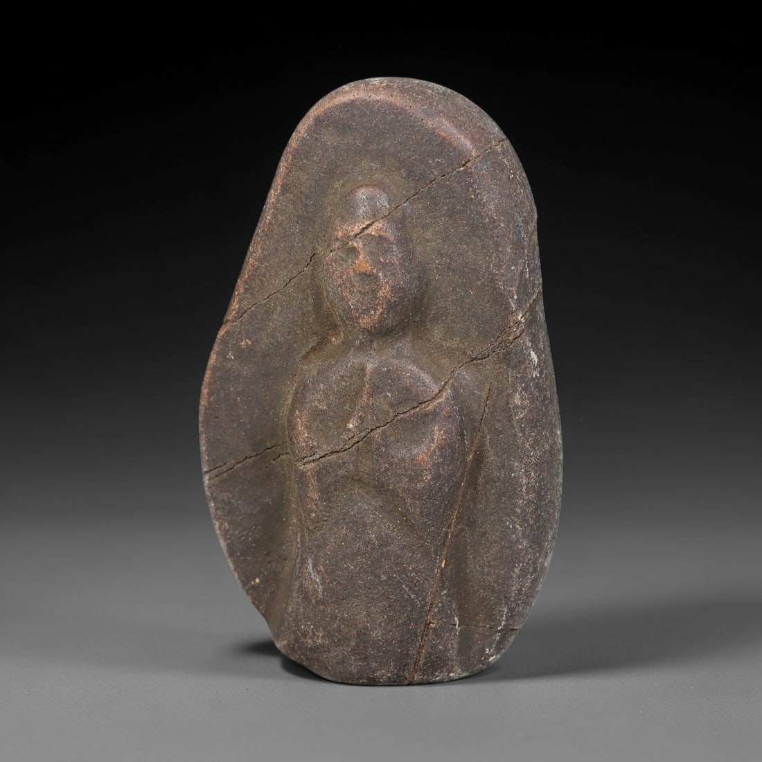 Antique Japanese Edo Period Stone Amulet (1603-1868 CE), 92EJ: This antique stone amulet originates from Japanese Edo Period cultural tradition, created as a devotional wearable object for personal spiritual purpose. The stone shows natural textural variation, ag
