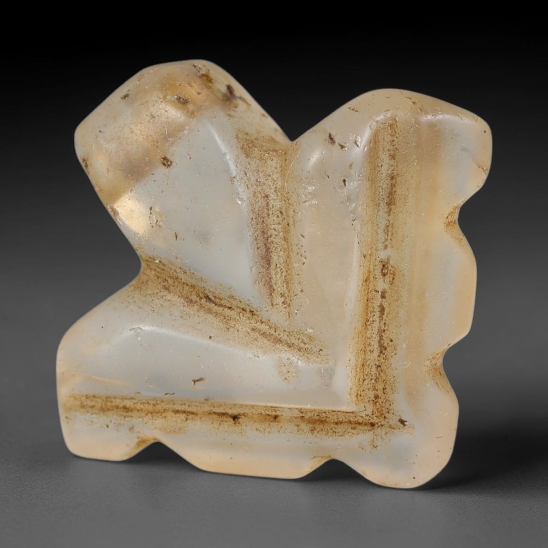 Ancient Medieval Coptic Christian Egyptian Culture Rock Crystal Amulet (300-1000 CE), 39EG: This antique rock crystal amulet originates from Coptic Christian Egyptian Culture, a region with a long-standing tradition of crafting translucent hardstone talismans for devotional and funerary use.