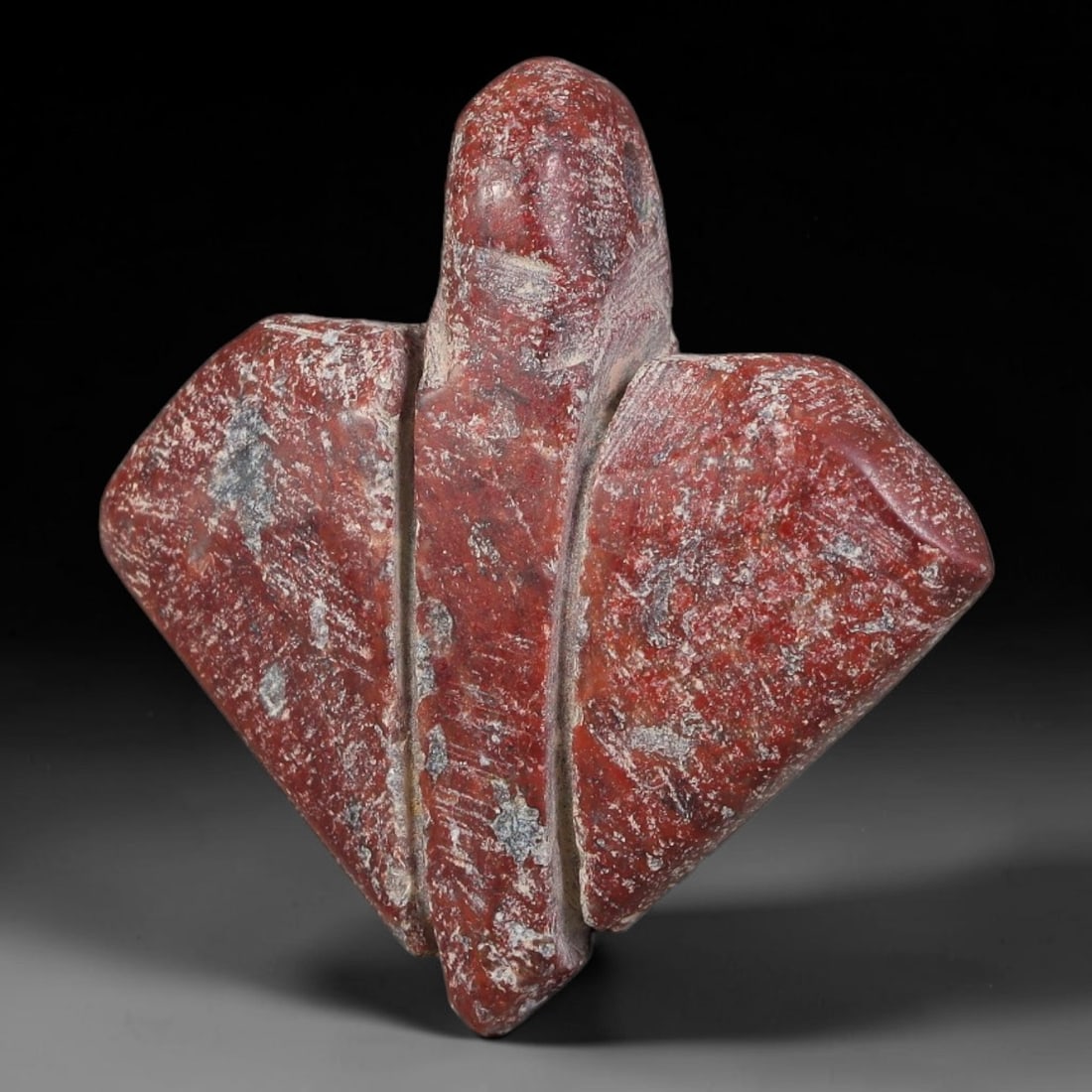 Ancient Predynastic & Pharaonic Egyptian Civilization Red Agate Fly Amulet (4000 BCE-30 CE), 15AT: This antique carved red agate fly-form protective amulet originates from Predynastic & Pharaonic Egyptian Civilization, iconic funerary and personal talismans crafted to symbolize endurance and ward o