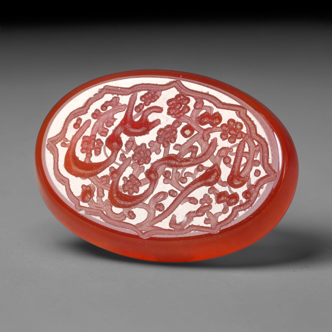 Vintage Carnelian Agate Islamic Calligraphic Script Intaglio Seal Cabochon Talisman, 91ET: This vintage natural carnelian agate intaglio seal cabochon draws inspiration from historic Islamic lapidary traditions, crafted as a wearable talisman and seal blank for jewelry setting. The polished