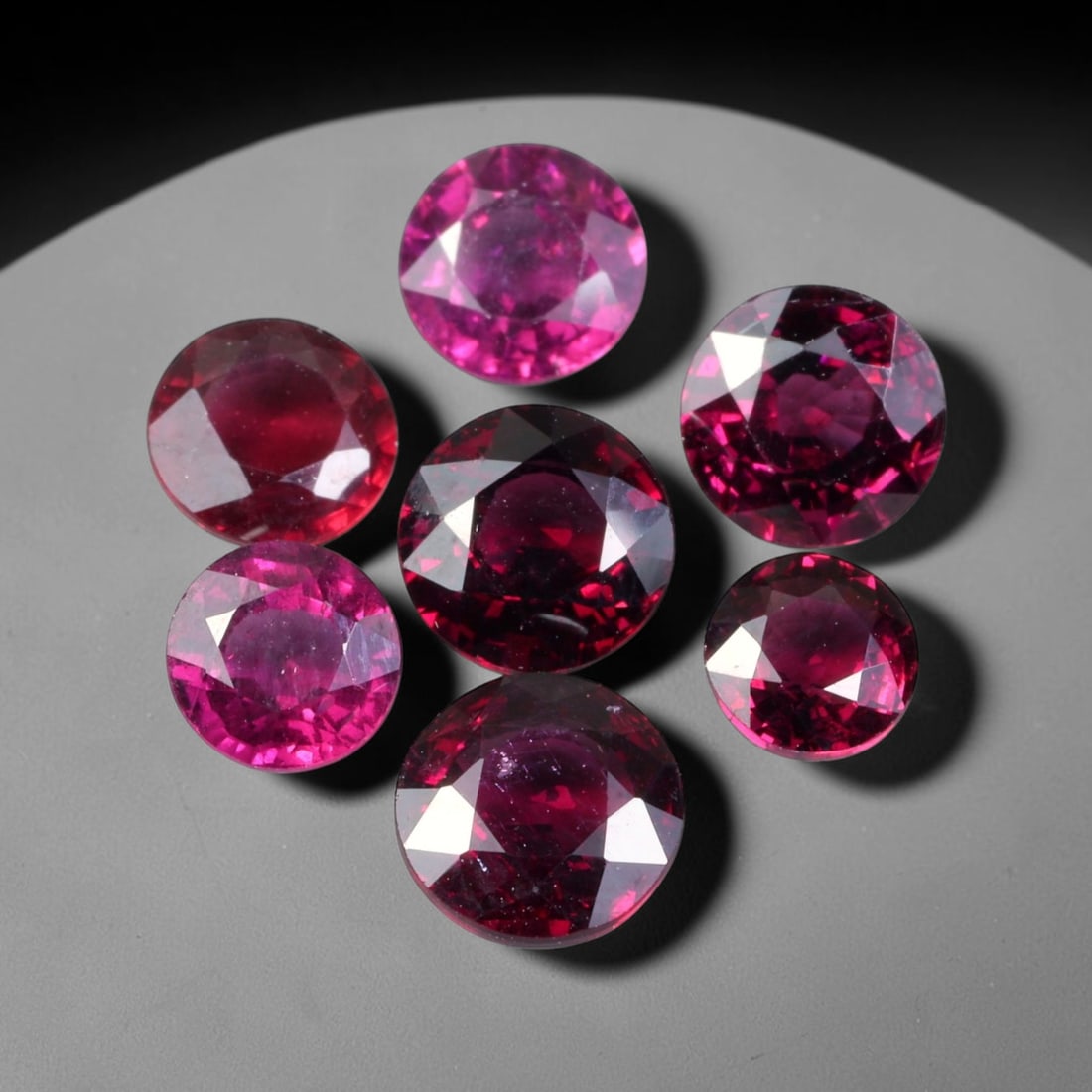 9.57ct Natural Mozambican Raspberry Pink Rhodolite Garnet Loose Gemstone Parcel Lot, 88EV: This dazzling parcel of rhodolite garnet displays rich raspberry-pink and deep magenta tones, brought alive by sharp faceting that delivers vivid sparkle across cushion, oval and pear shapes. Vibrant 