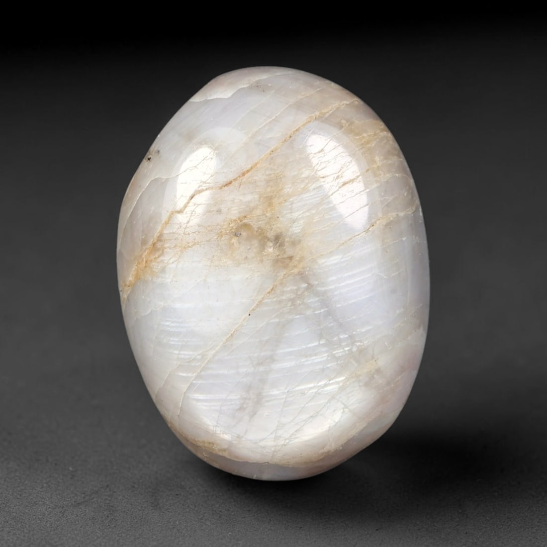 6.67ct Natural Untreated Burmese Trapiche Sapphire Loose Gemstone, 66BE: This polished Burmese trapiche sapphire features soft milky pale base tone with distinct natural mineral growth formations within its crystalline structure, measured at calibrated dimensions of 13.2x1