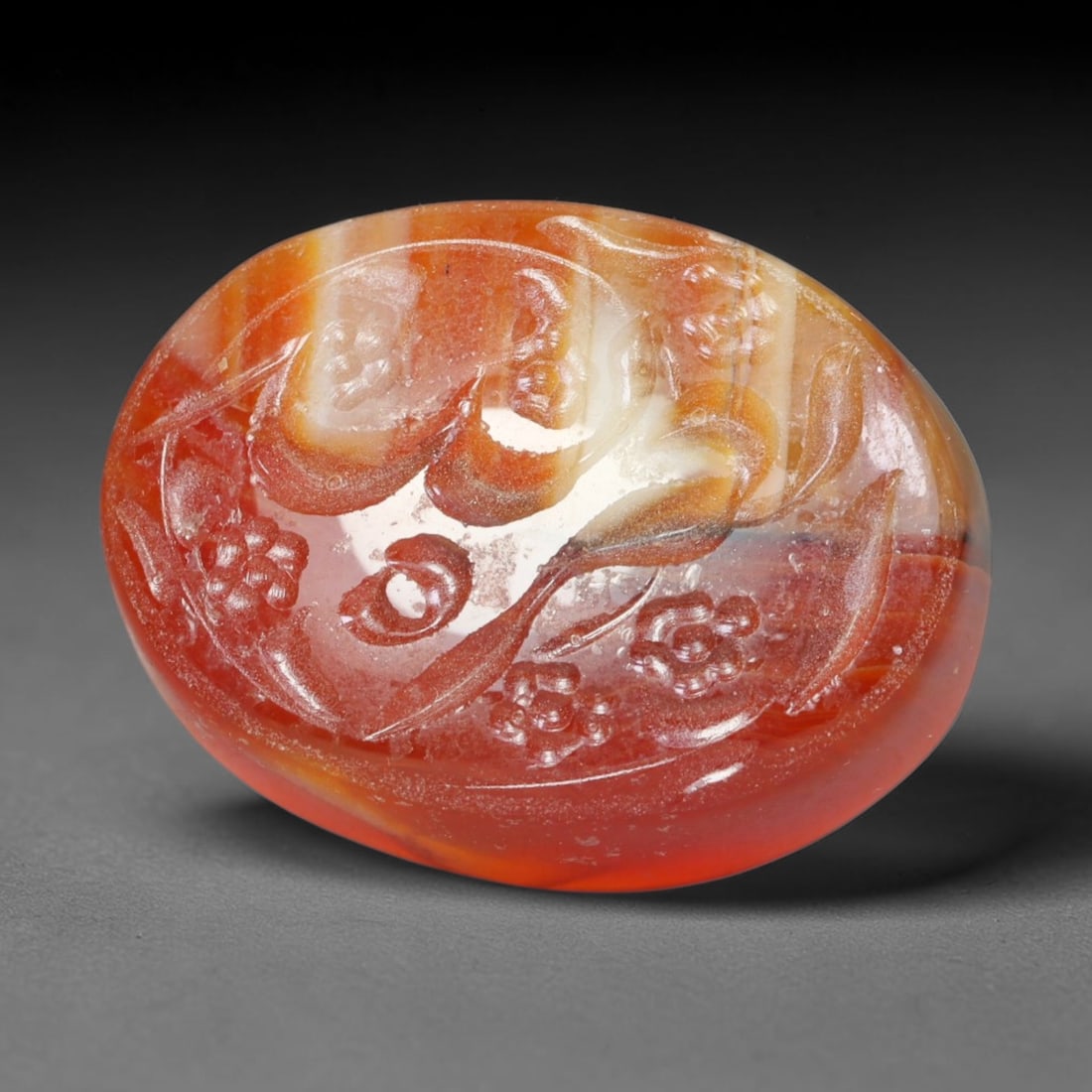 Early Vintage Islamic Natural Agate Script Intaglio Seal Cabochon (Post 1900 CE), 88EL: Fully hand-engraved agate intaglio seal tablet, crafted entirely by hand with no machine-assisted carving. The polished stone face features inscribed devotional script contained within a defined carvi