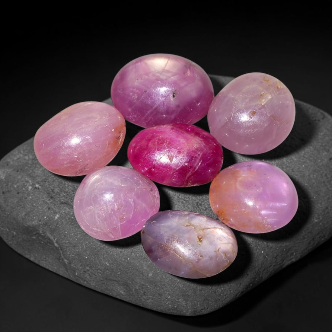 11.66ct Natural Unheated Burmese Star Ruby Loose Gemstone Parcel, 69BZ: This parcel features natural unheated star ruby originating from Myanmar. The material displays soft pink to rich crimson hues with natural crystalline fractures and mineral traces inherent to Burmese