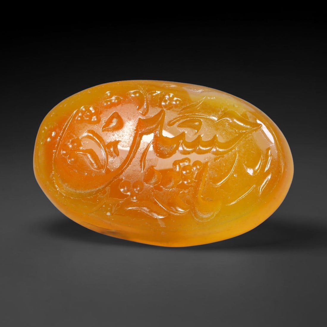 Early Vintage Islamic Natural Agate Calligraphic Script Intaglio Seal Cabochon (Post 1900 CE), 73EW: Fully hand-engraved agate intaglio seal tablet, crafted entirely by hand with no machine-assisted carving. The polished stone face features inscribed devotional script contained within a defined carvi