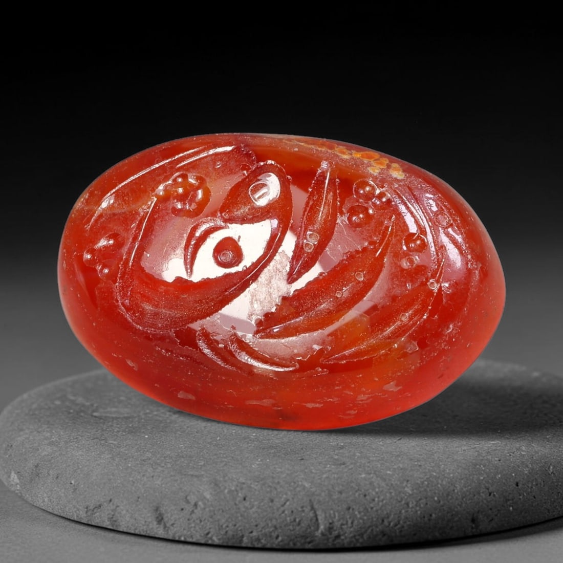 Early Vintage Islamic Natural Agate Calligraphic Script Intaglio Seal Cabochon (Post 1900 CE), 86EW: Fully hand-engraved agate intaglio seal tablet, crafted entirely by hand with no machine-assisted carving. The polished stone face features inscribed devotional script contained within a defined carvi