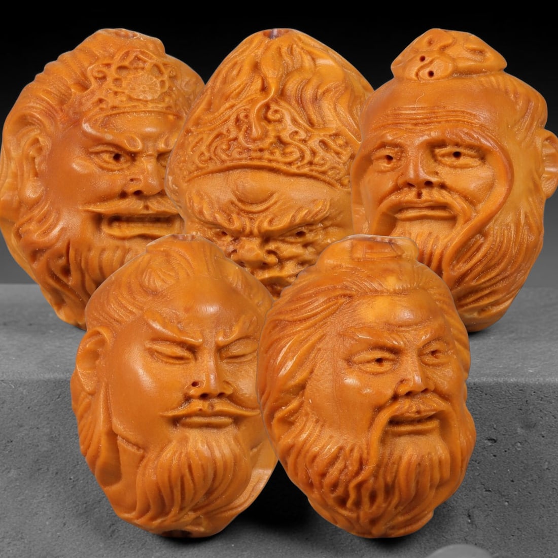 Chinese Carved Natural Olive Nut Drilled Art Bead Parcel Lot, 37BC (1 of 1)