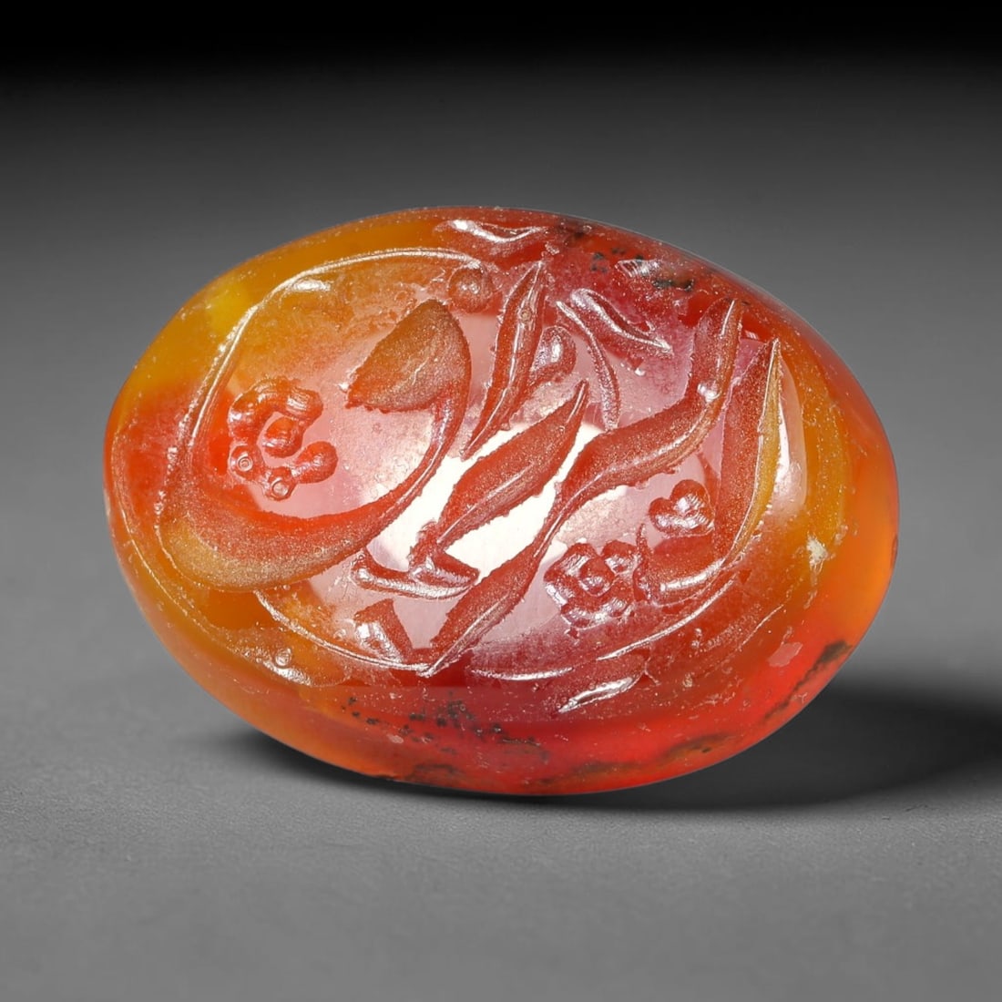 Early Vintage Islamic Natural Agate Calligraphic Script Intaglio Seal Cabochon (Post 1900 CE), 45ET: Fully hand-engraved agate intaglio seal tablet, crafted entirely by hand with no machine-assisted carving. The polished stone face features inscribed devotional script contained within a defined carvi
