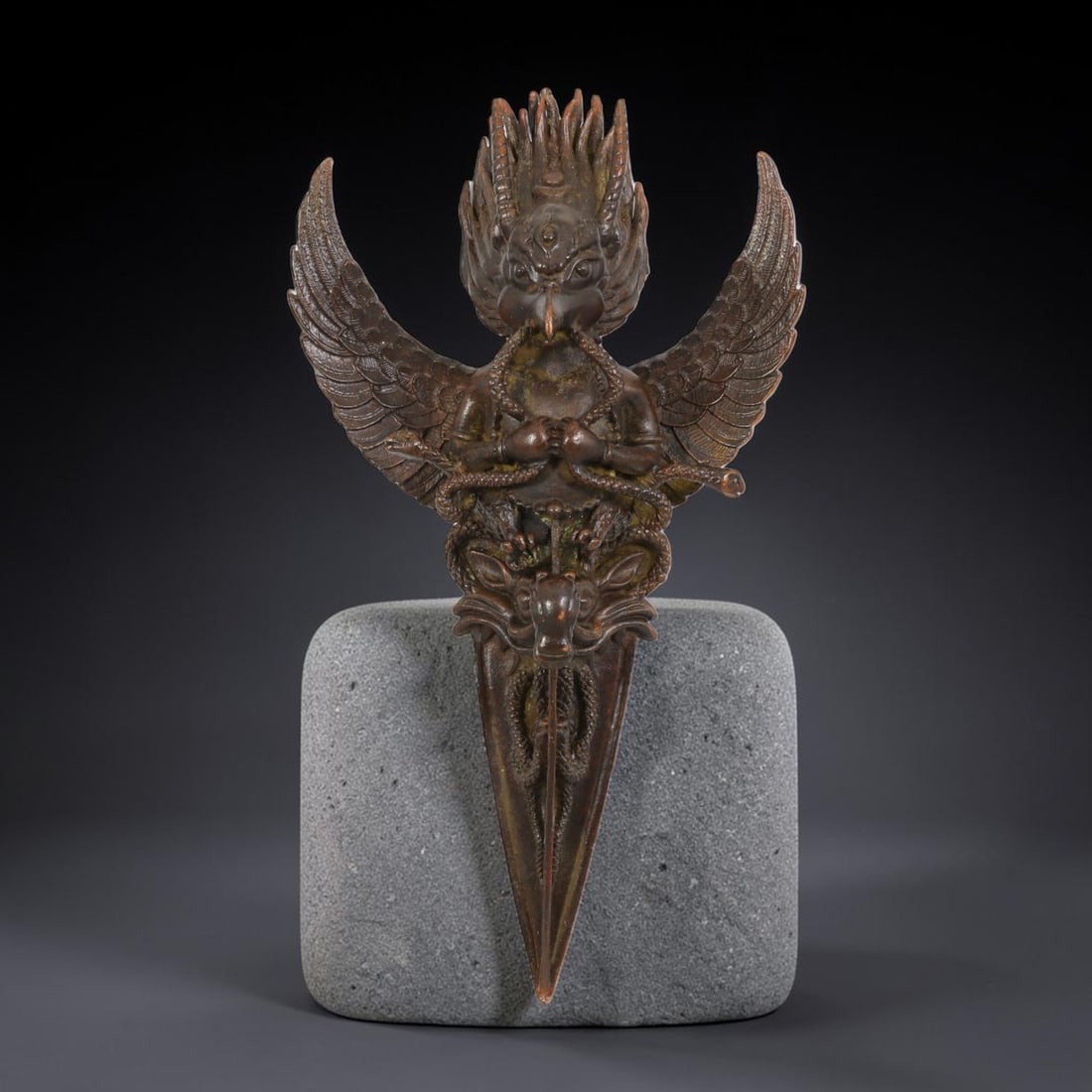 A Tibetan Bronze Garuda Phurba Ritual Dagger, 7AD (1 of 3)