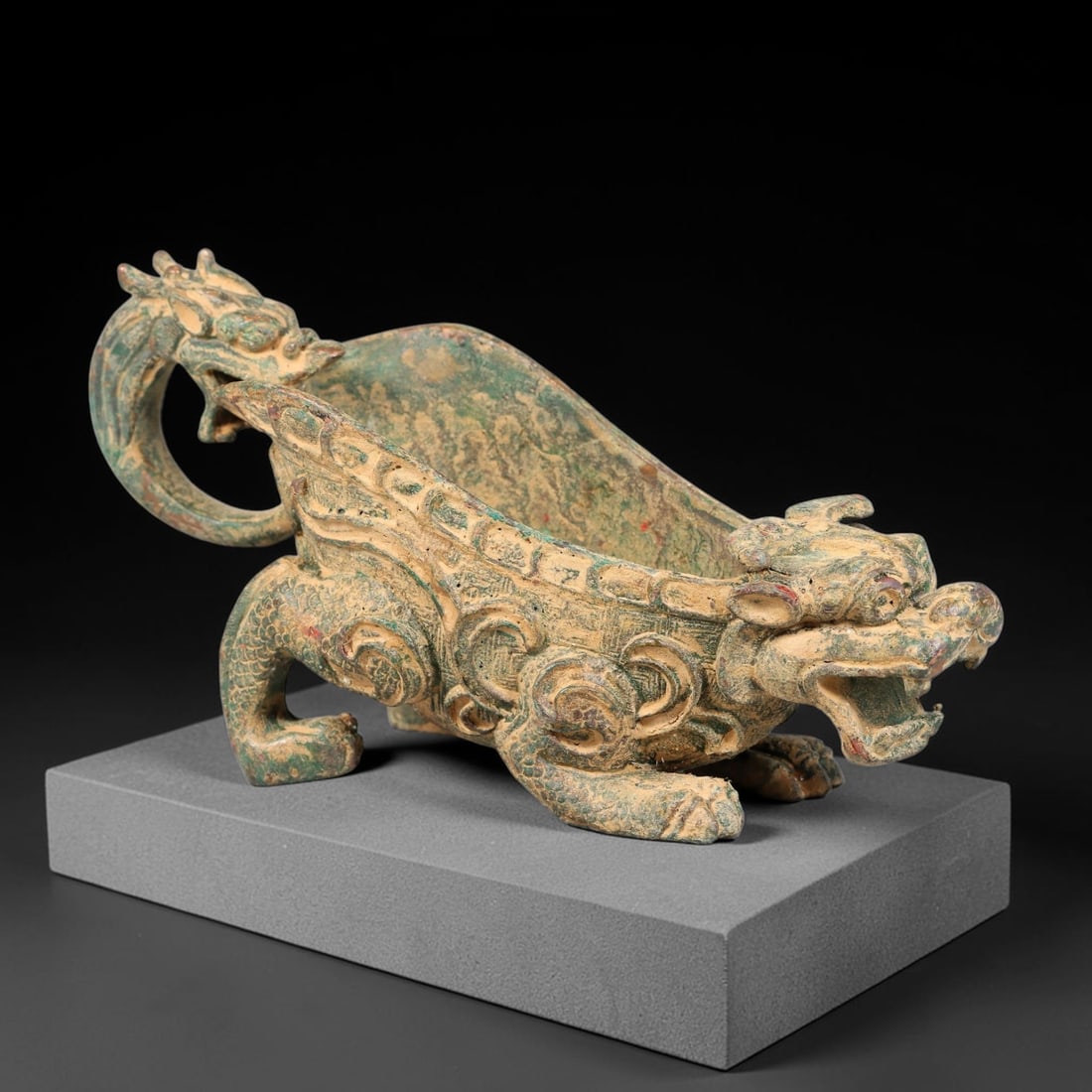 A Chinese Archaic-Style Bronze Composite Mythical Beast Pouring Vessel, 54AD (1 of 3)