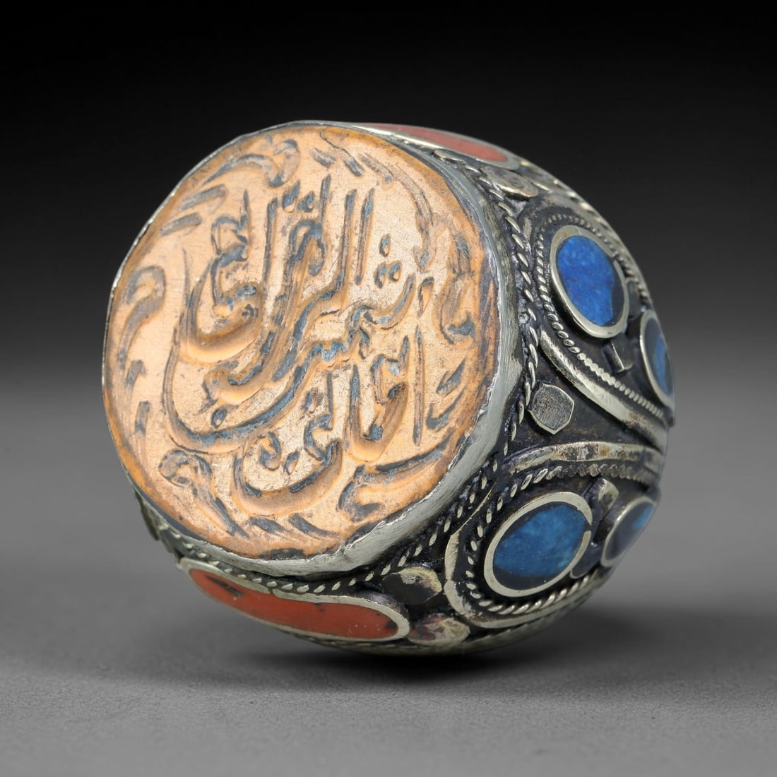 Vintage Islamic Handcrafted Silver Plated Calligraphic Talisman Statement Ring, 40AJ (1 of 2)